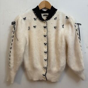 Rare Angora Bow Coquette Cardigan S